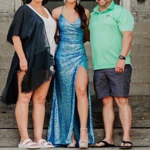 Baby blue shimmer prom dress